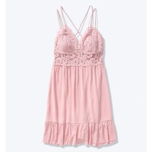 PINK Crochet Lace Dress (S)